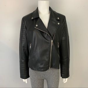 New! 7FAM Vegan Faux Leather Moto Jacket Bike